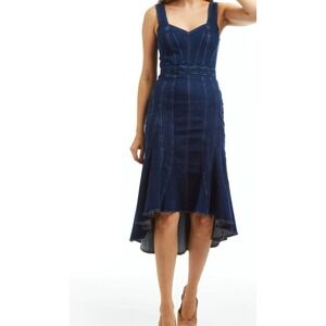 Tractr Denim Dress Womens Medium Blue Fit Flare Sleeveless Western‎ High Low XS